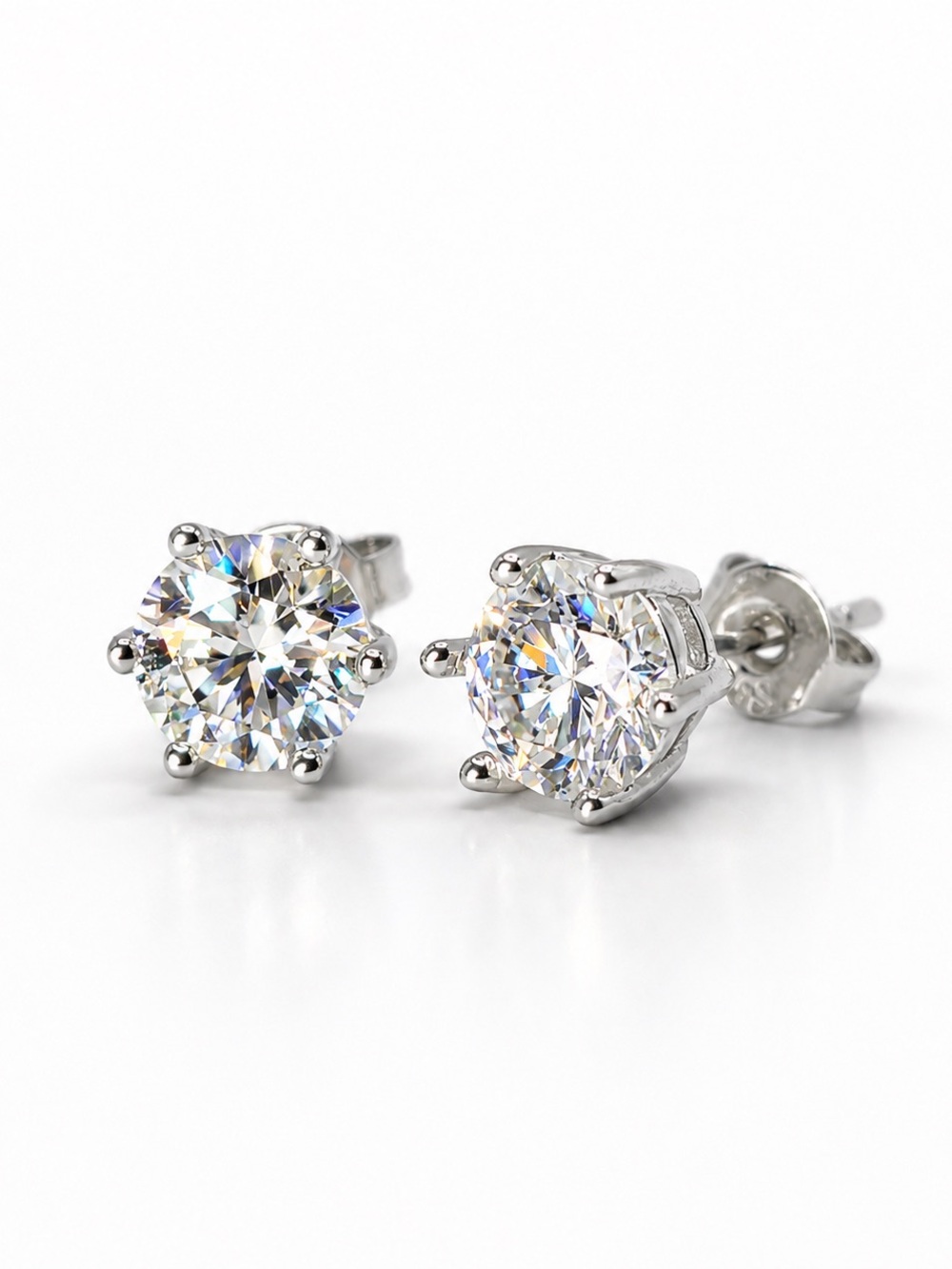 Brilliant Clear Stone Stud Earrings in Silver Tone